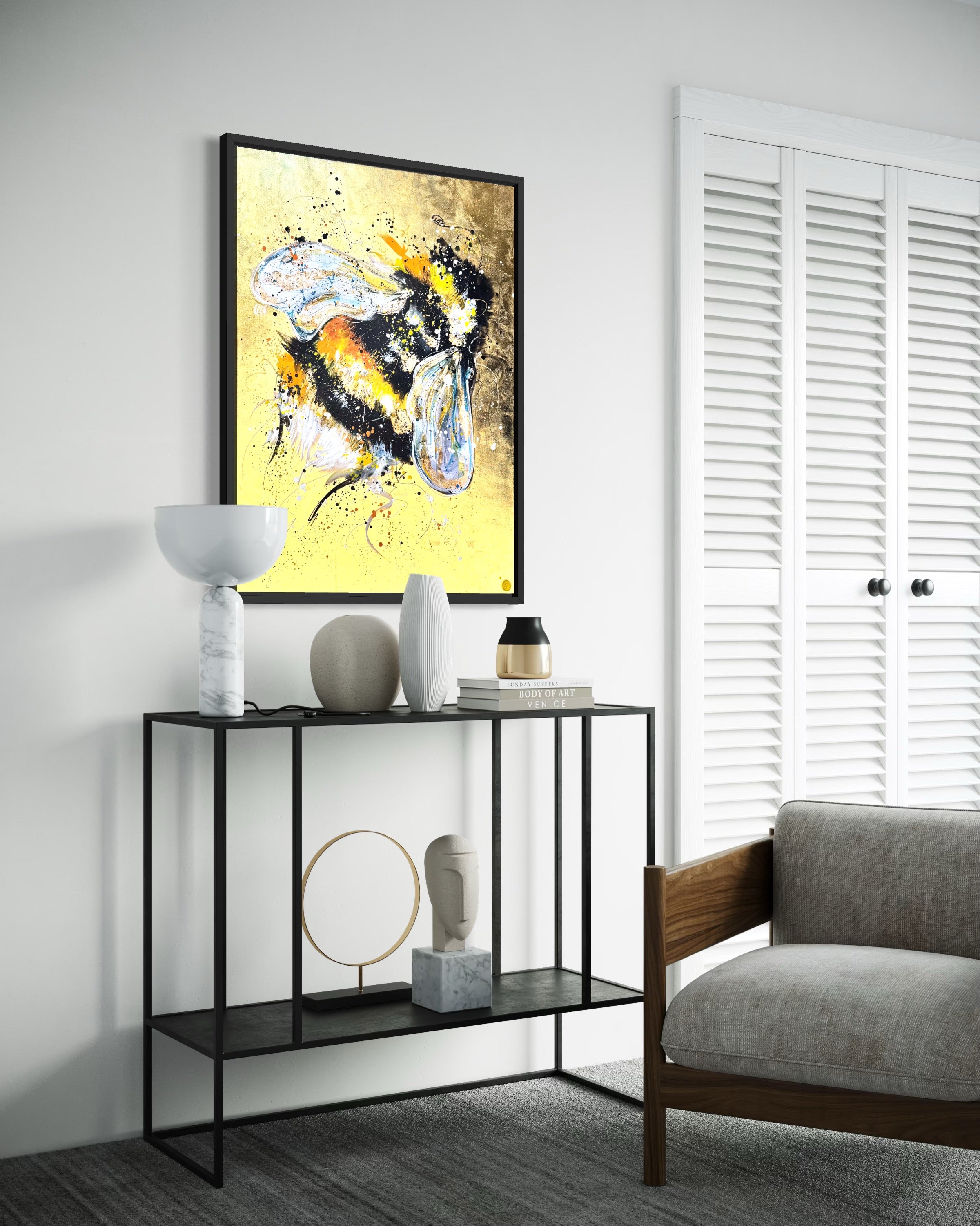 Hand Embellished Metallic Goldie the Bee