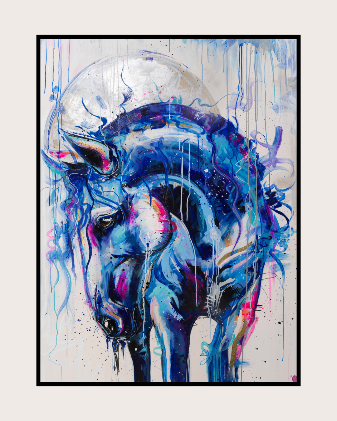 Water Horse Hand Embellished Canvas Print - only 2 remaining 💙