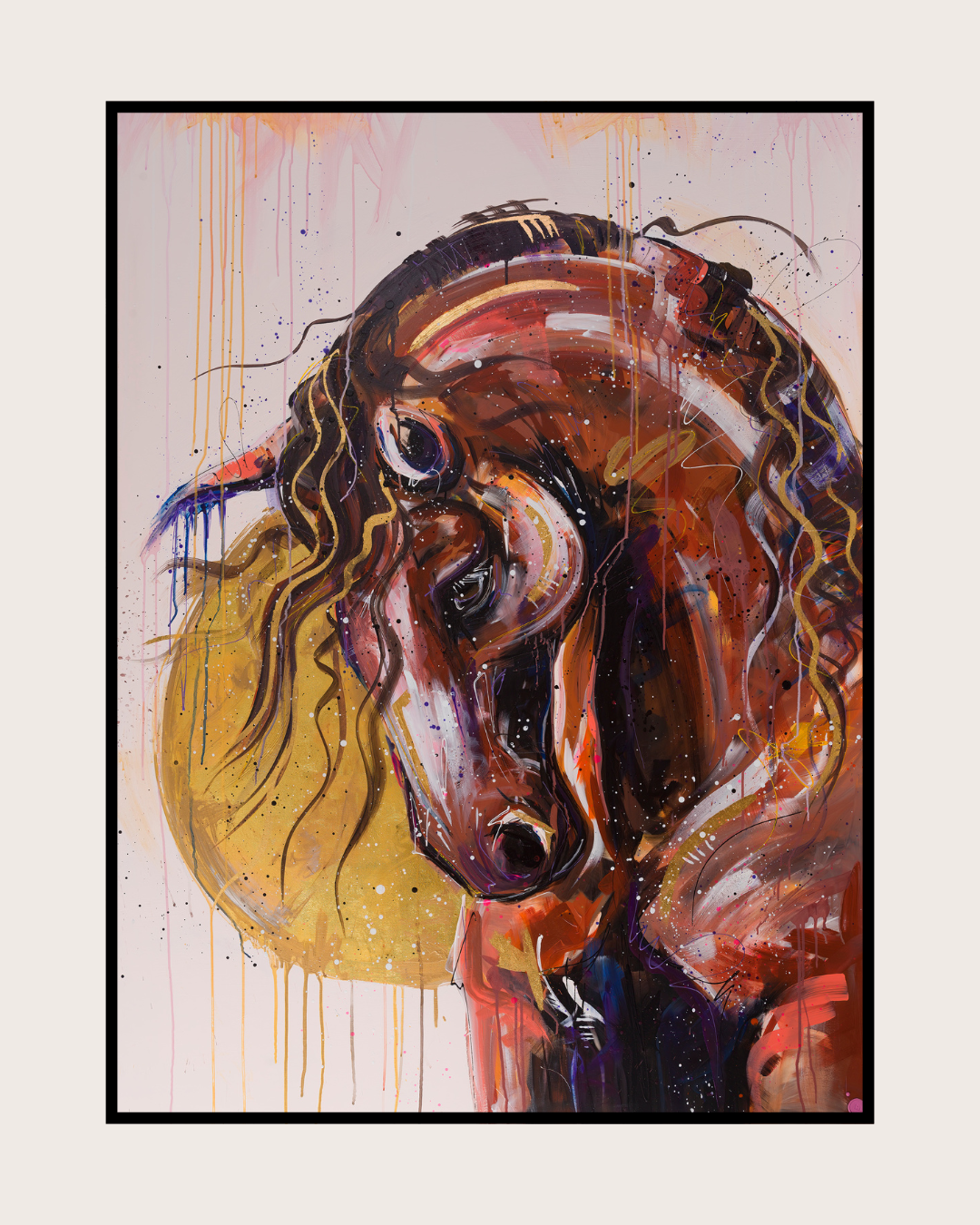 Wood Horse Hand Embellished Canvas Print - only 3 remaining 🤎