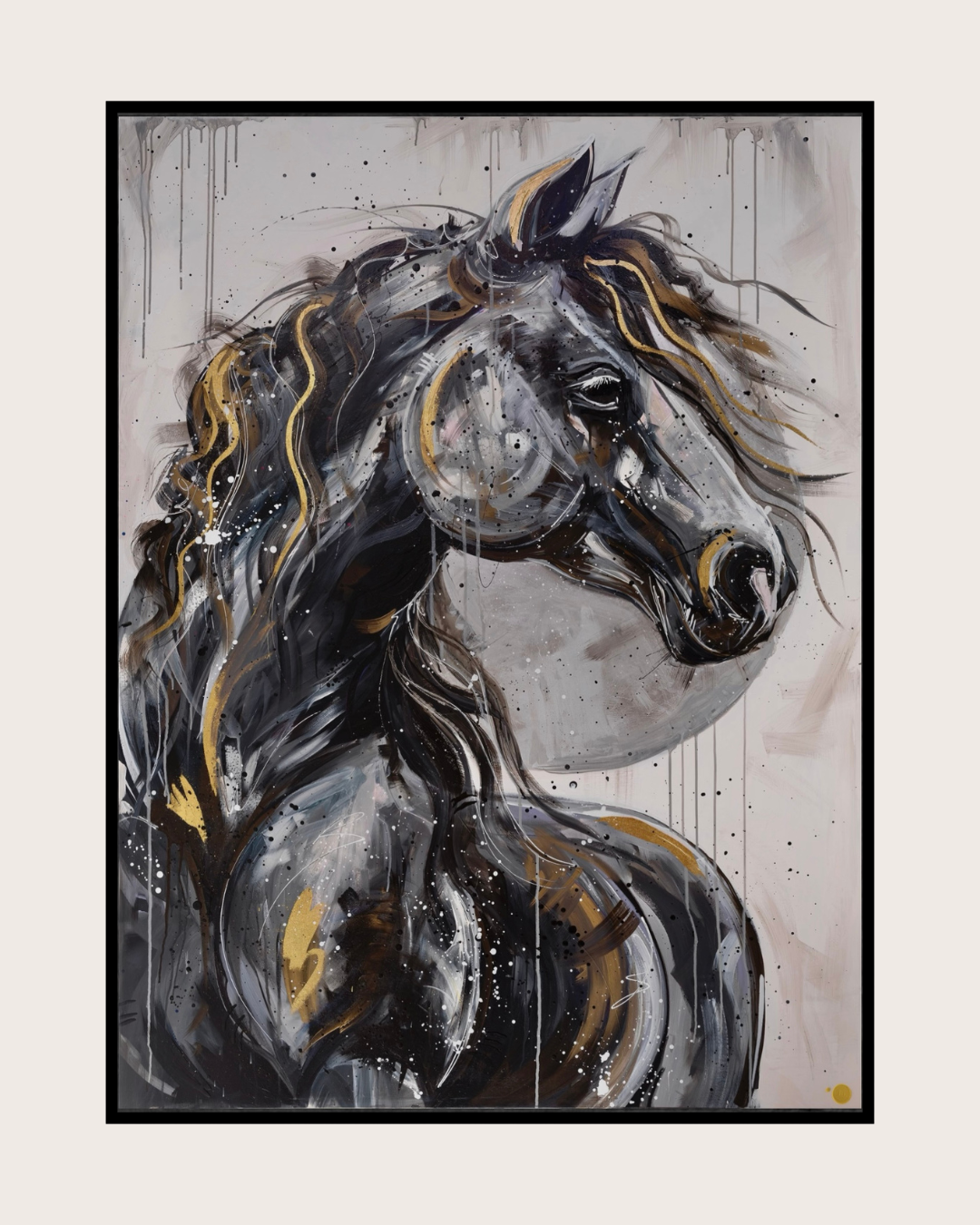 SOLD - Metal Horse Hand Embellished Canvas Print